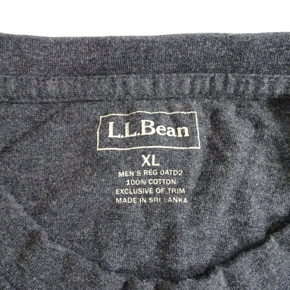 LL Bean Mens Long Sleeve Charcoal Gray Crewneck T-Shirt Size XL Classic Everyday - Picture 4 of 9